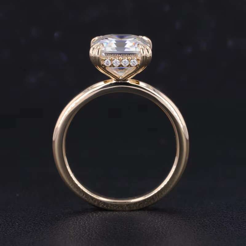 Starsgem 14k Sets of Rings Yellow Gold 2 Pieces Wedding Gold Ring Sets Asscher Cut Moissanite Rings Set Free Shipping