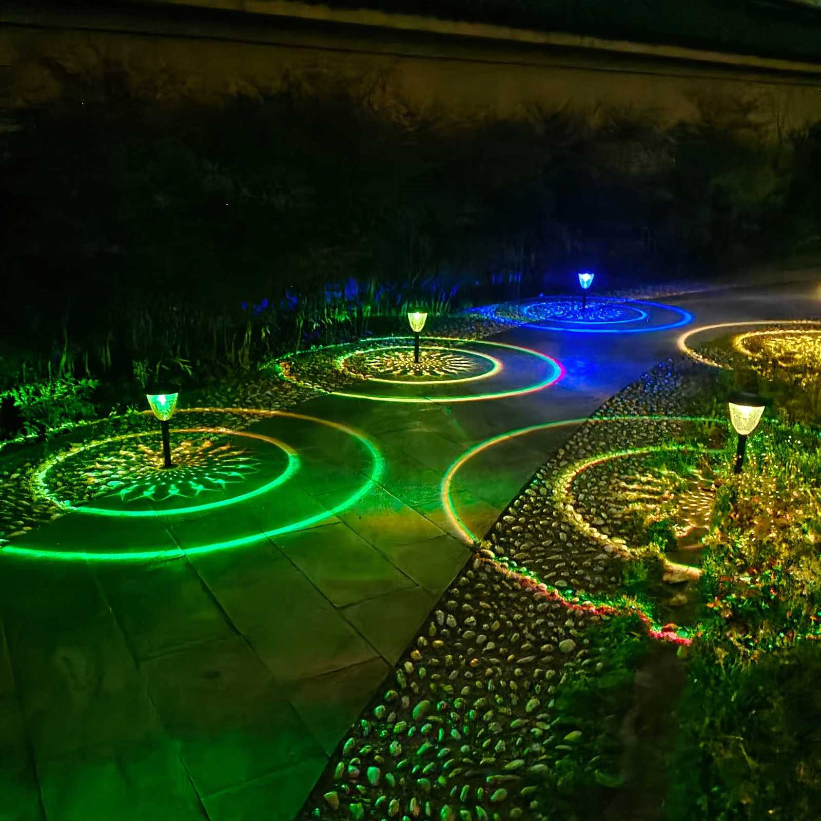 Solar Lights Outdoor Waterproof RGB Color Changing Garden Lights Solar Powered Auto On/Off Outside Grass Path Landscape Lighting M251113