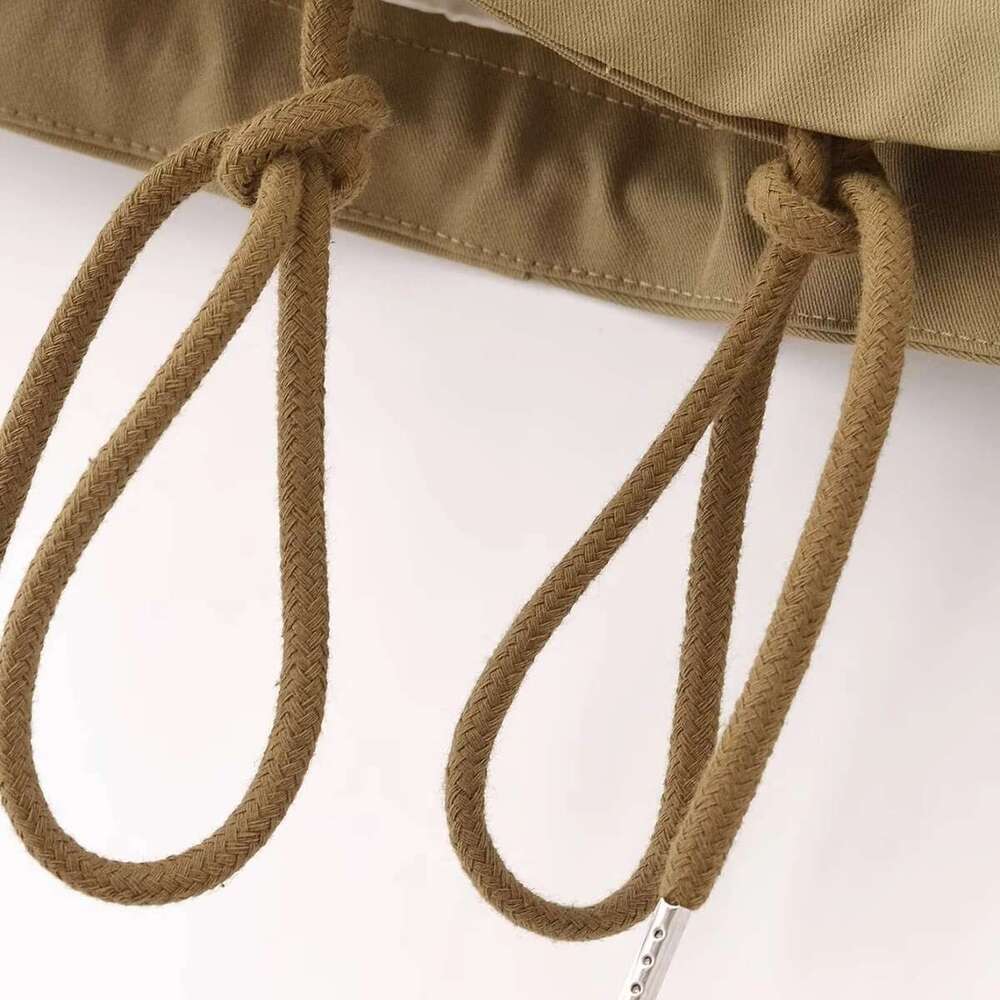 Designer Clothes ZBZA Women's Hooded Jacket Lapel Long Sleeve Single Breasted Front Pocket Tie Hem Top Spring Summer New Casual Chic Outerwear