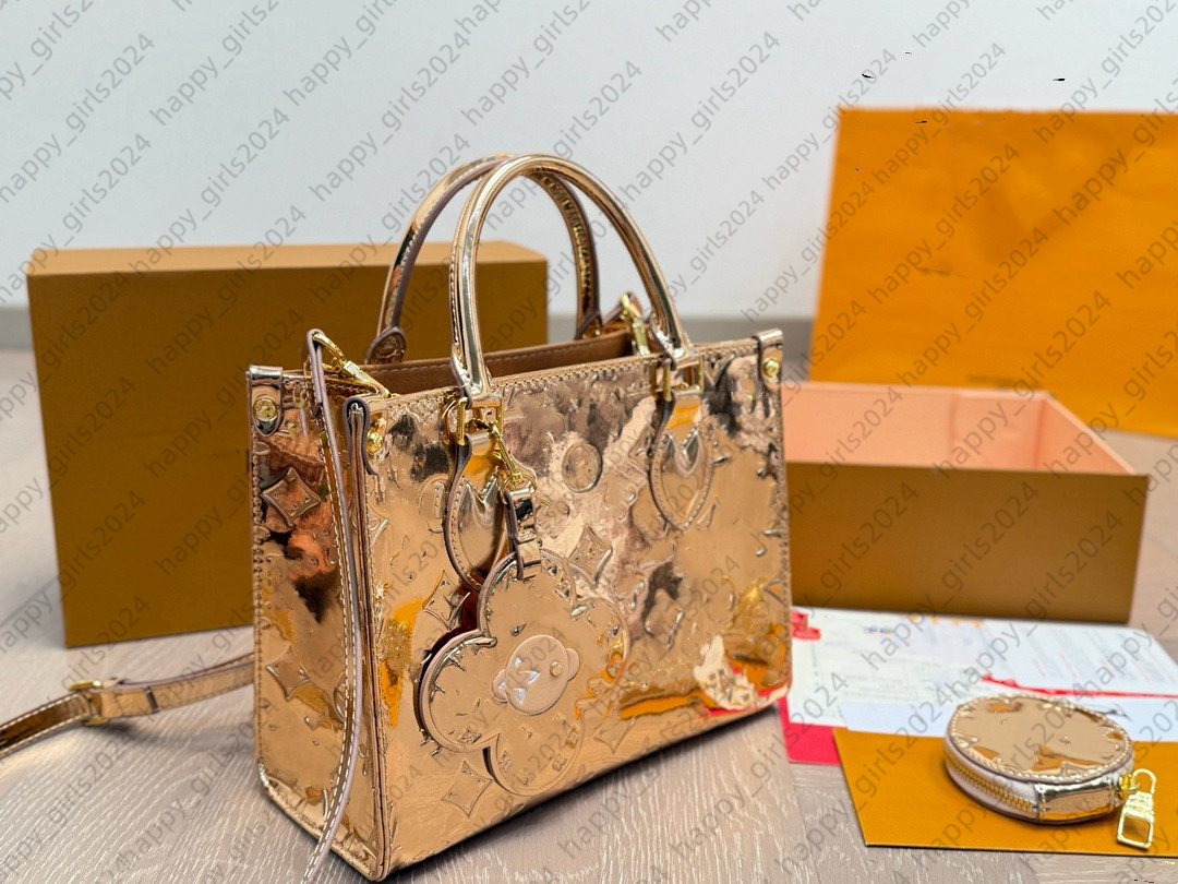 Designer Bags Women Bag Handbags Embossed Flower Monograms ONTHEGOS PM Shopping Wallet Womens Handbag Purse Lady Tote Shoulder Female backpack Gold / Silver Totes