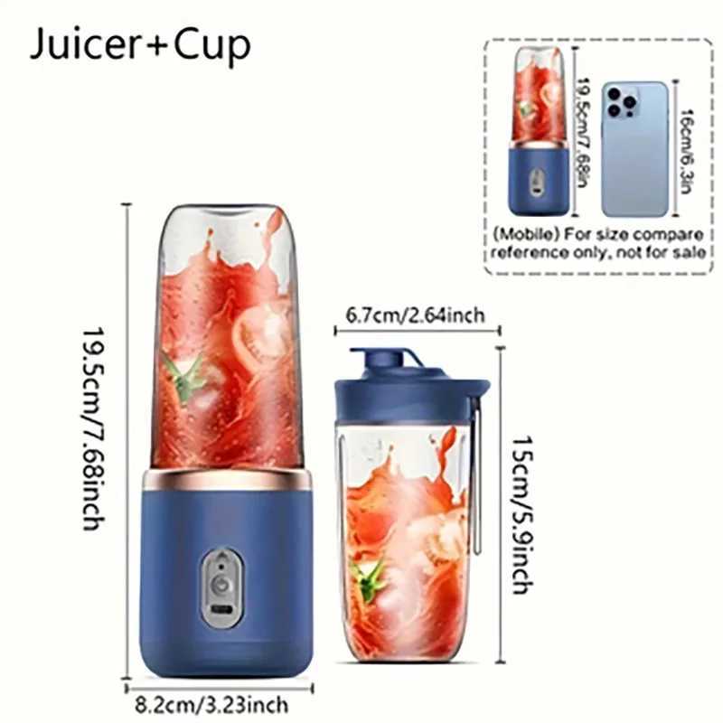 1set-New Portable Juicer with 2 Cups USB Rechargeable Mini Blender Fresh Juicer Cup Personal Sized Smoothie Blender C251113