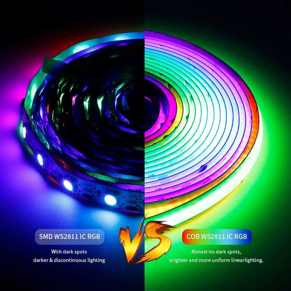 WS2811 COB LED Strip Pixel Addressable WS2812B 720 LEDs RGB Dream Color High Density Flexible COB Lights Black White DC12V 24V W251112