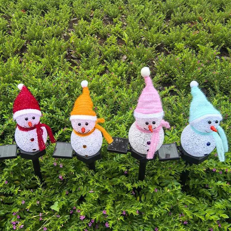 Solar Snowman Ground Mounted Lights Christmas Decoration Atmosphere Outdoor Courtyard Garden Christmas Night Lights Snowman M251113