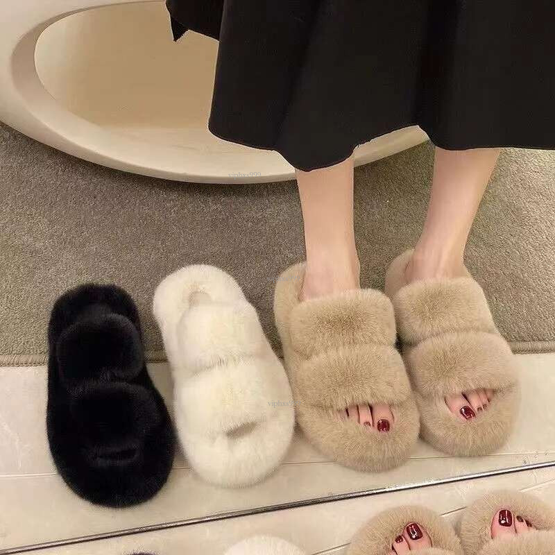 Hairy Women Outdoor Wear 2025 New Designer Wool Shoes Korean Version In Trendy Shoes Autumn And Winter Family Cotton Slippers Spring And Summer