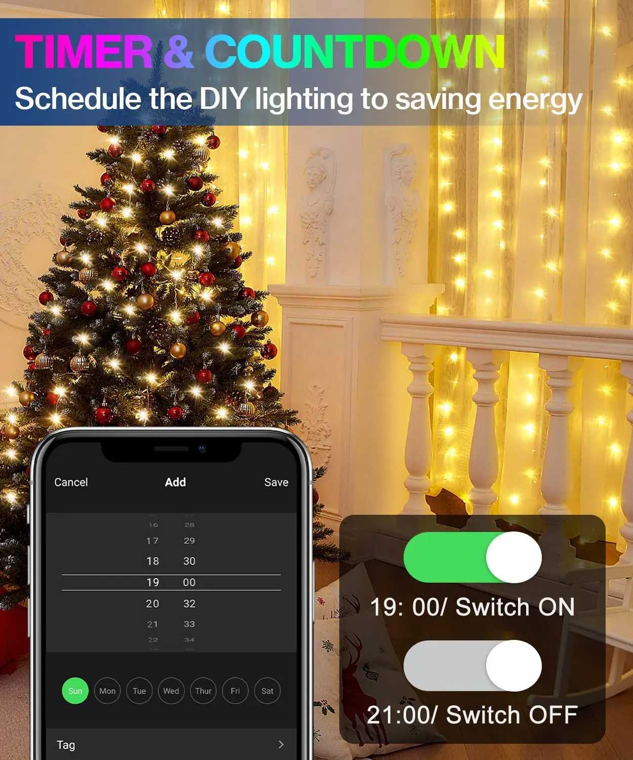 LED Fairy String Lights Waterproof DIY Color Changing Rainbow Christmas Lights for Wedding Party Decor Holiday Lighting W251112