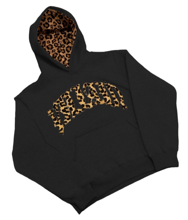 Men'S Hoodies & Sweatshirts Leopard Print Letter Embroidered Street Casual Long Pants, Versatile Hooded Sweatshirt For Both Men And Women