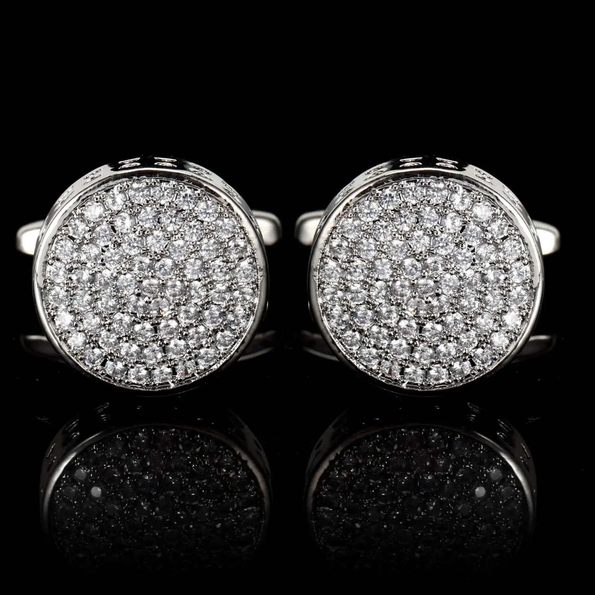 High end luxury zircon cufflinks mens fashionable business banquet shirt buttons French rhinestone cufflinks wedding accessoriesT250412