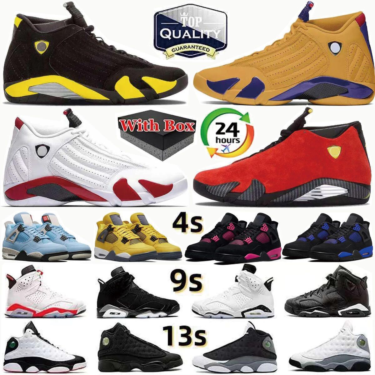 With Box Basketball Shoes 4s Cat UNC Black Cement 9s 13s Doernbecher Cool Grey 14s Fire Red Cardinal Dark Mens shoes sneakers Outdoor Sports Trainers 36-47