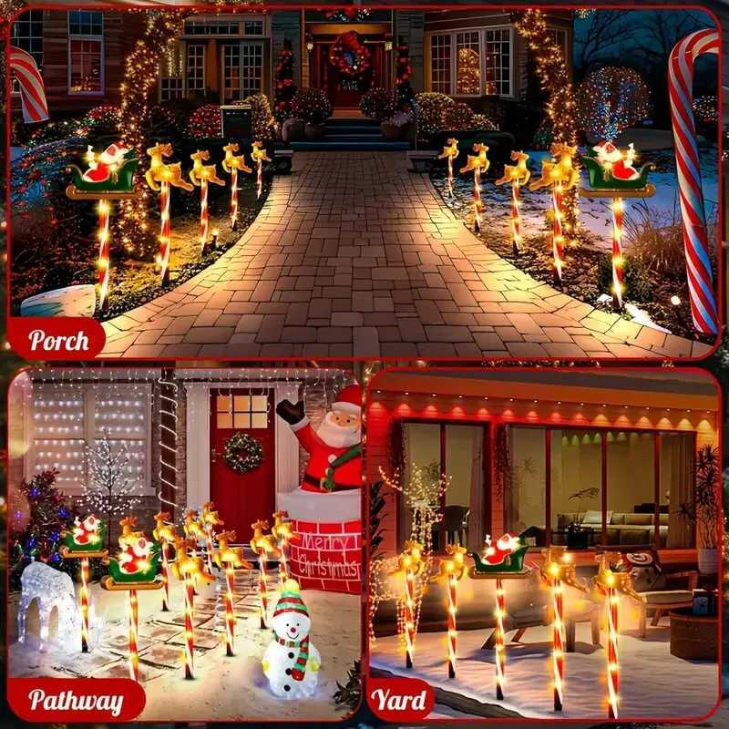 5PC/Set Solar Santa ClausElk Garden Lights Outdoor Waterproof Lawn Lamps Decoration Landscape Lighting For ChristmasFestival M251113