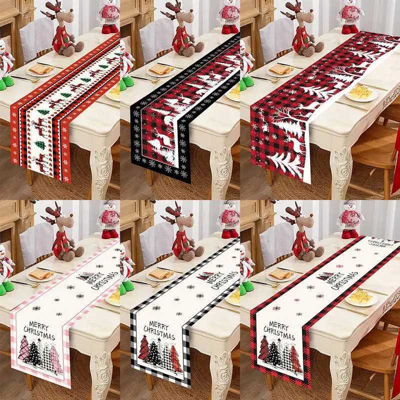 Christmas Christmas Table Runner Merry Christmas Decorations For Home 2024 Cristmas Table Flag Cover Navidad Noel Gift New year Tablecloth Y251113