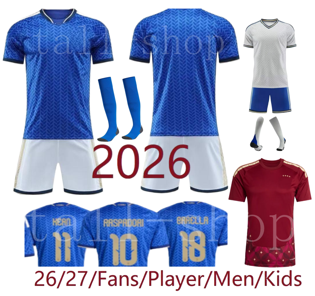 Italy 2026 World Cup Jerseys, Boys' and Children's Sets, Away/home Goalkeeper Styles RETEGUI BARELLA FRATTESI PELLEGRINI, Available in Fan and Player Styles, Sizes S-4XL.