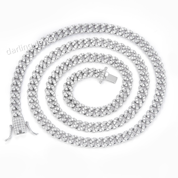 Sale 6mm Single Row Vvs Diamond Chain S925 Silver GRA Moissanite Cuban Link Necklaces Bracelets Women Man Fine Jewelry