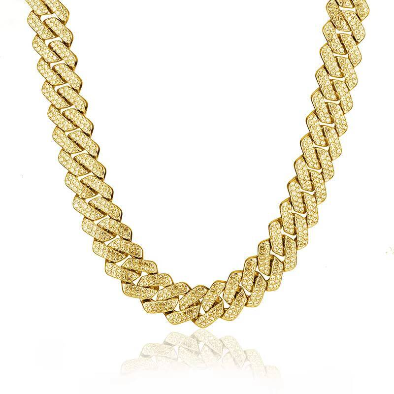 Moissanite Miami Cuban Link Chain Iced Out 2rows 14mm VVS Pass Diamond GRA Hip Hop 925 Sterling Silver Fine Jewelry Men Necklace