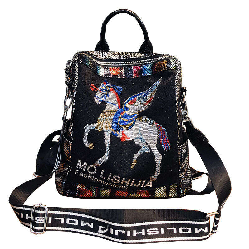 Backpack Kuerduo Trendy Women's Large Capacity Single Shoulder Bag Personalized Hot Diamond Western Style Backpack