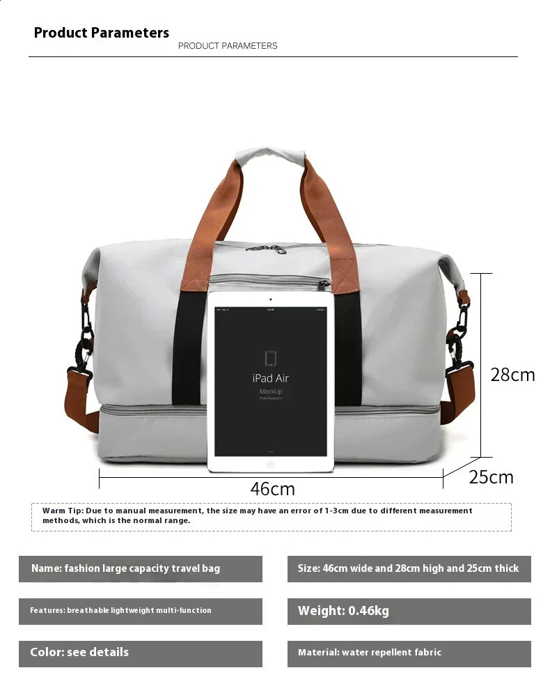 Large Capacity Travel Gym Bag Short-distance Luggage Portable Fitness Bags Shoulder Crossbody Handbags Mens Sports Waterproof B250403