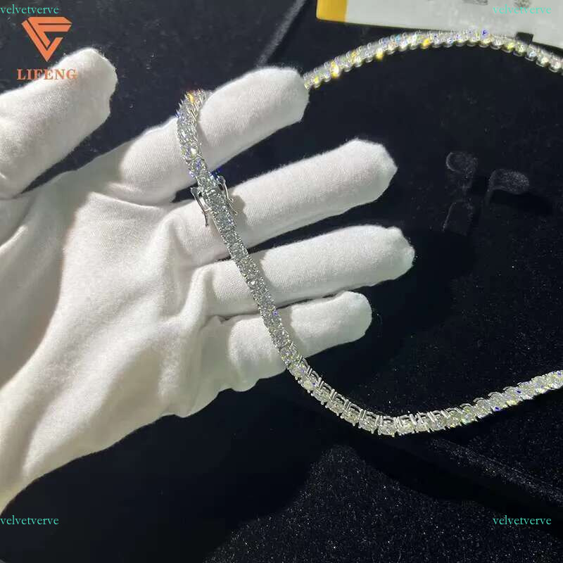 5mm Custom Tennis k Chains Sterg Sier Vvs Moissanite Fine Necklace Dia Hiphop Jewelry for Men
