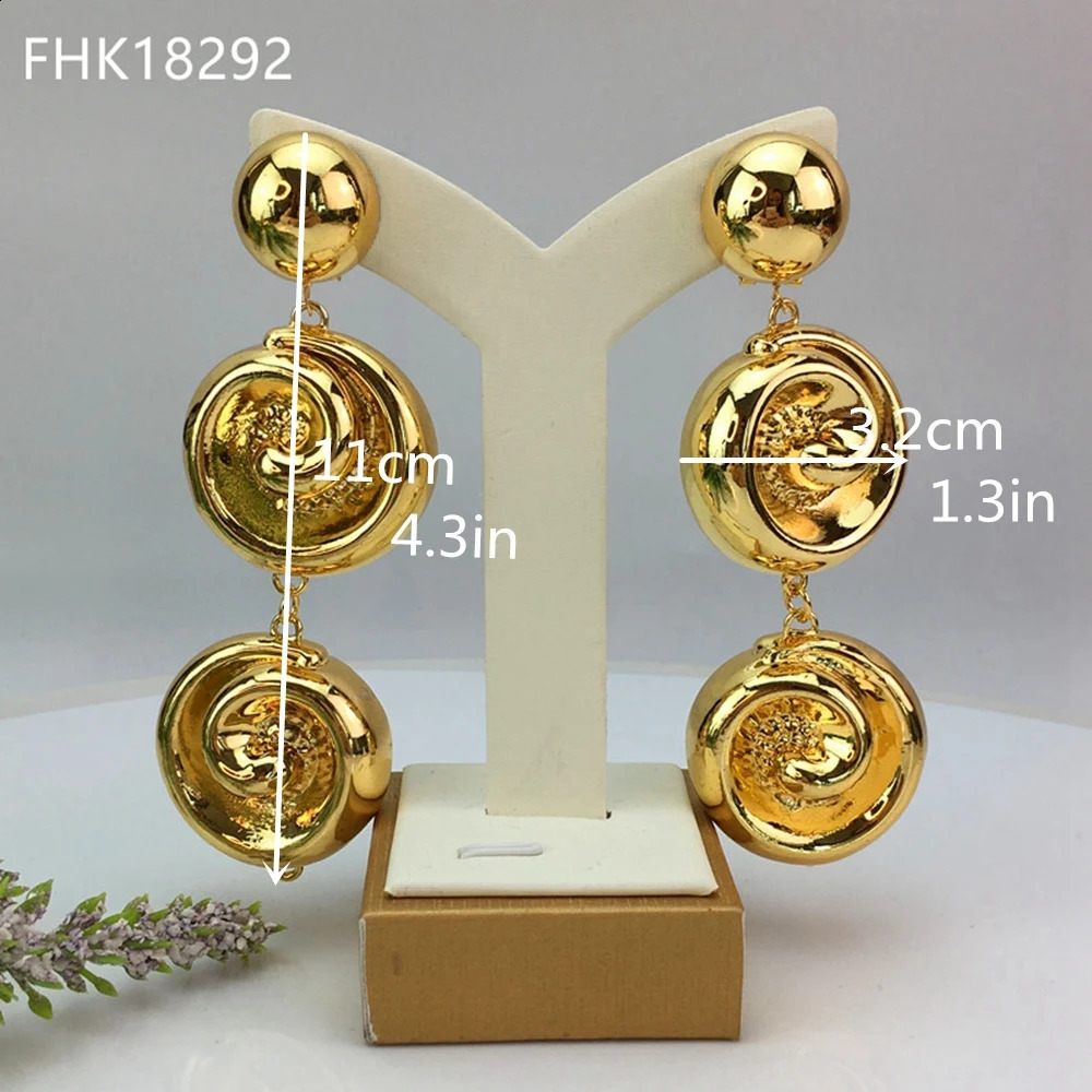 EMMA Big Drop Earrings for Women Vintage Exaggerated Female Light Weight Goldplated Jewelry 250411