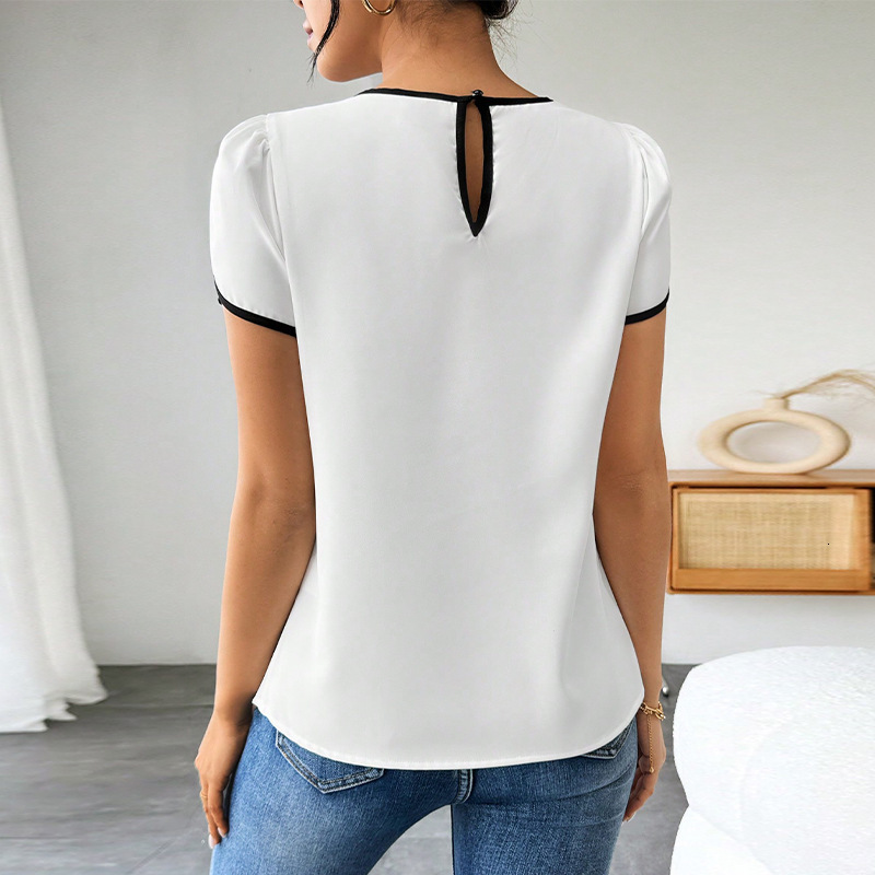 Womens clothing 2025 summer versatile short sleeved shirt pullover shirt top