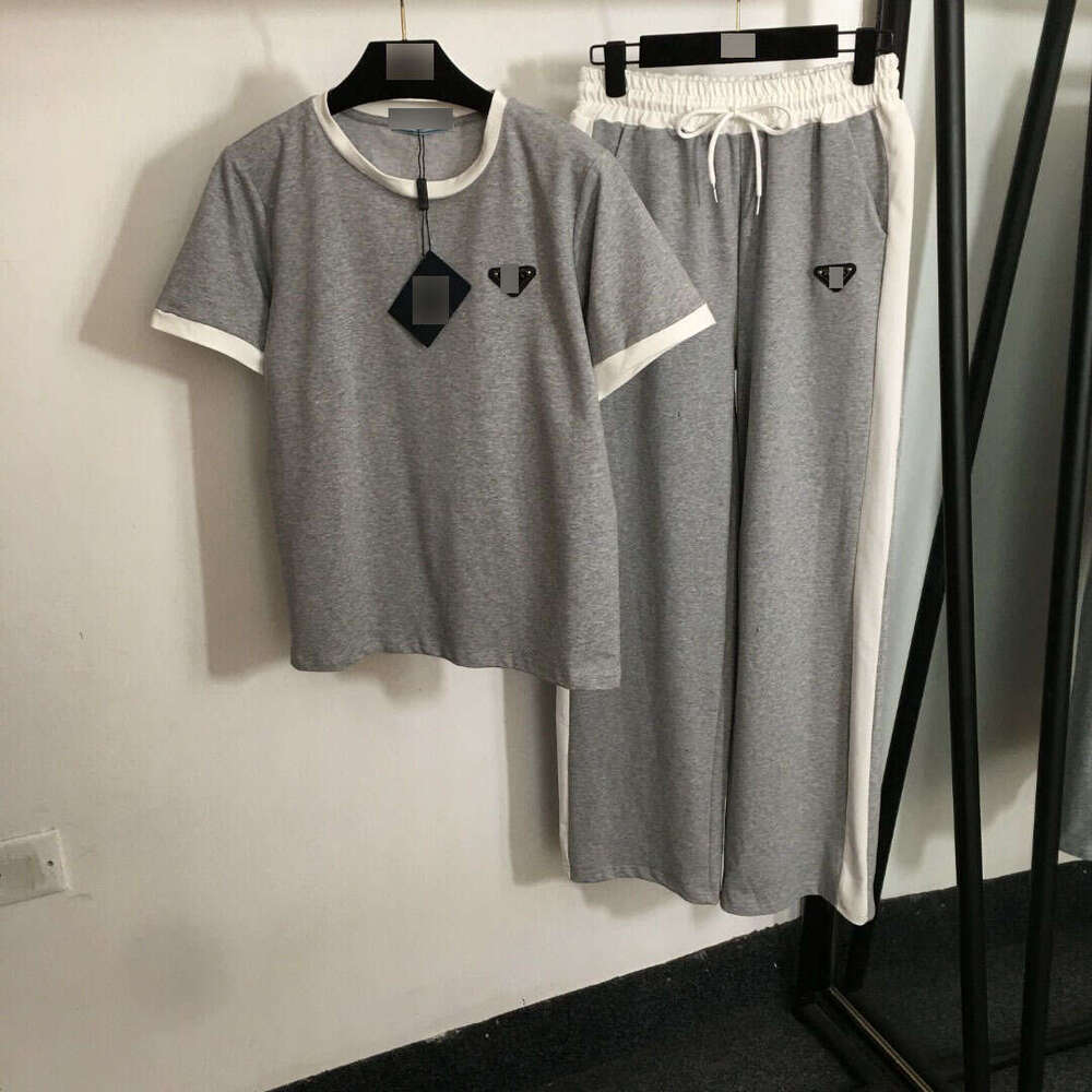 2025 Summer New Sportswear Fashion Triangle Logo Short Sleeve T-shirt+Elastic Waist Casual Pants Women's Wear