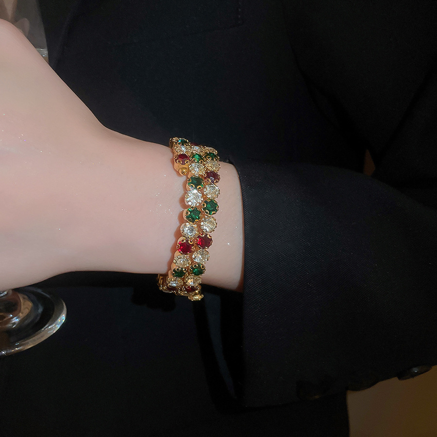 French Retro Diamond-Encrusted Three-Layer Open Dopamine Temperament Niche Versatile Bracelet Light Luxury High-End Feel Jewelry - view 3