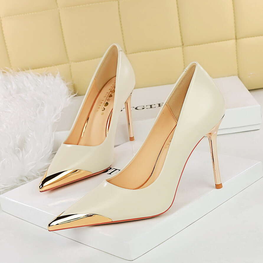 Brown Pumps Designer Shoe 4.5/9.5cm Heels stiletto comfortable High Heel Metal Pointed Toe business casual shoes women