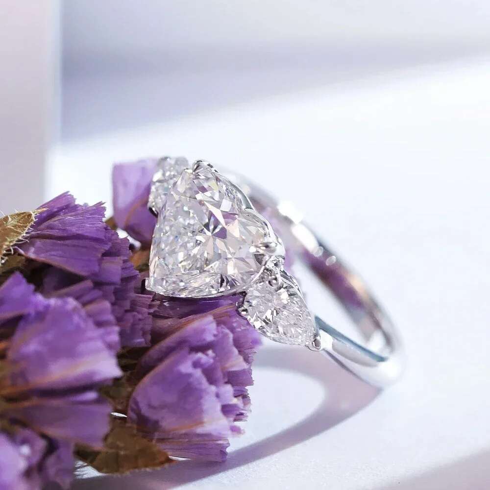 1-3 Carat Moissanite Engagement Rings for Women Heart Cut D Color Diamond 925 Sterling Silver 18K Plated Wedding Band with GRA