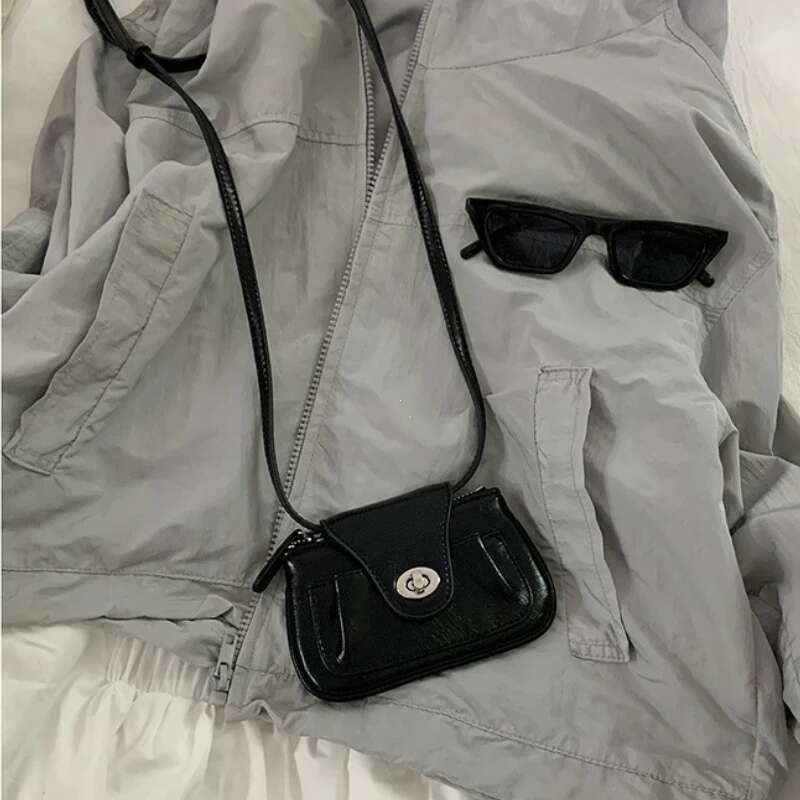 Mini Lock Buckle Shoulder Leather Crossbody Bags Women Lipstick Coin Purse Storage Pouch Handbag Metal Chain Messenger Bag