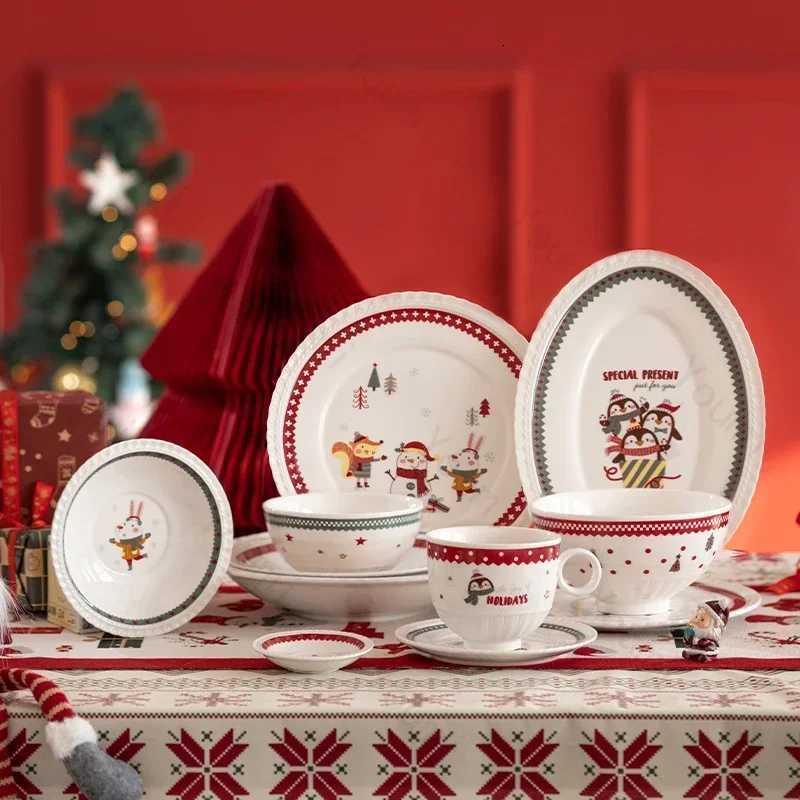Christmas Exquisite Christmas Ceramic Plates Home Fruits Dessert Plate Delicious Dishes Salad Dining Plate Cute Rice Bowls Y251113