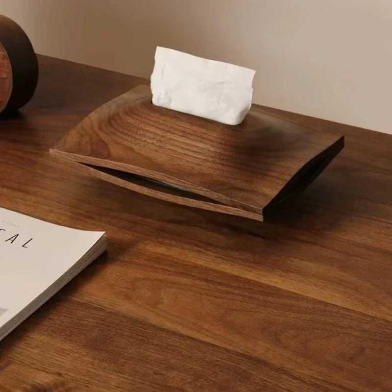 Luxury Solid Wood Tissue Box Living Ro Paper Box Household Black Walnut Paper Wood Decor Off Coffee Table Desk Decoration Y251112