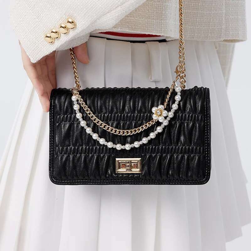 Semir Women Elegant And Versatile Crossbody Stylish Shoulder French-Style White Pearl Chain Bag