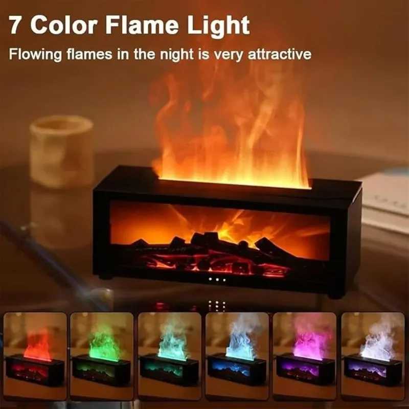 7 Colors Flame Essential Oil Diffuser Mini Fireplace Aromatherapy Humidifier LED Mist Maker for Home Bedroom Relax Decor Y251113