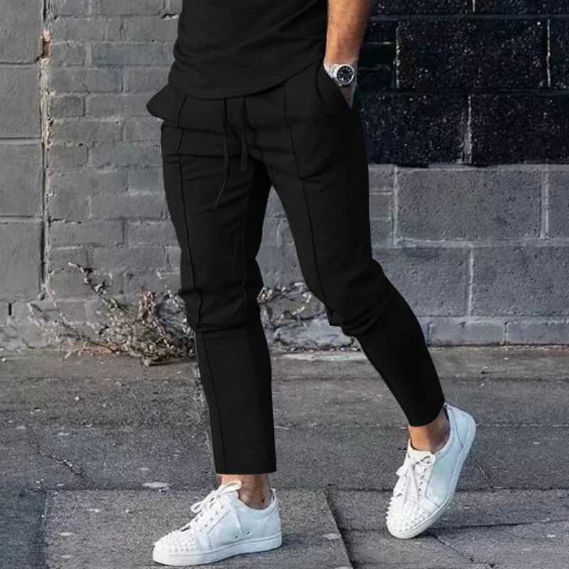 Mens practical car folding casual pants Elgant straight set work pants mens straight pantsXJ250412