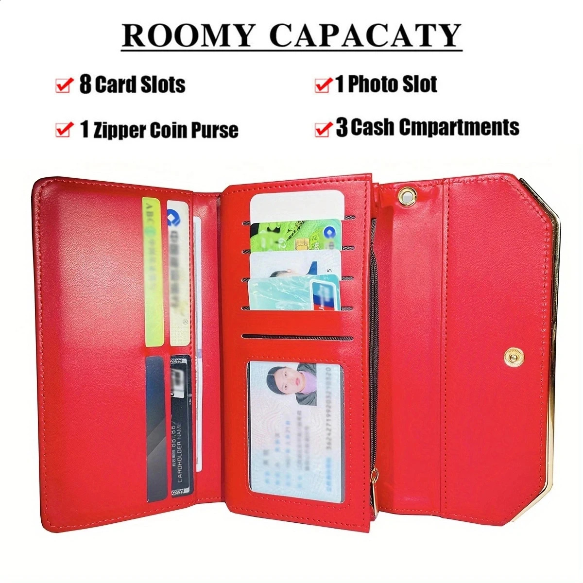 Womens Wallet Credit Card Clip High Quality PU Leather Wallet Womens Long Buckle 3-Fold Coin Wallet Womens Clutch Bag 250410