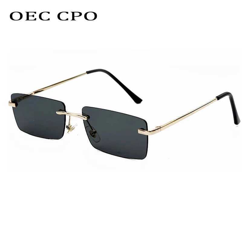 OEC CPO Ladies Small Rimless Sunglasses Women Fashion Rectangle Yellow Orange Sun Glasses Female Men uv400 Eyewear O625C250412