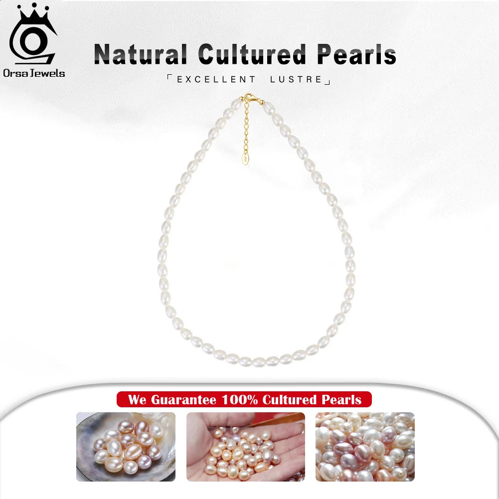 ORSA JEWELS 925 Sterling Silver Pearl Choker Necklace Handmade 5-6mm Handpicked Freashwater Pearl Chain for Women Jewelry GPN26 250407