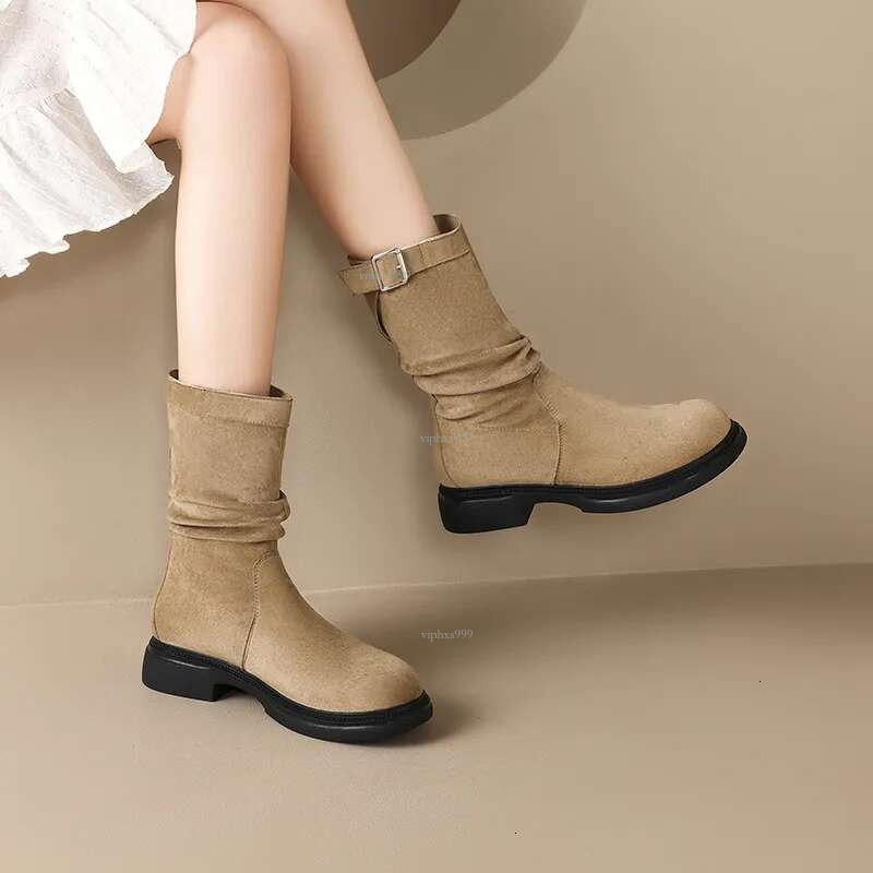 New free shipping designer shoes Aogu Shideng Martin for Women 2024 New Spring and Autumn British Style Single Thick soled Skinny Mid length Short Cow