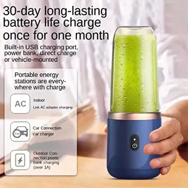 Mini Juicer Home Electric 6 Blades Portable Rechargeable Juice Cup Fruit Blender Kitchen Small Handheld Juicing Cup C251113