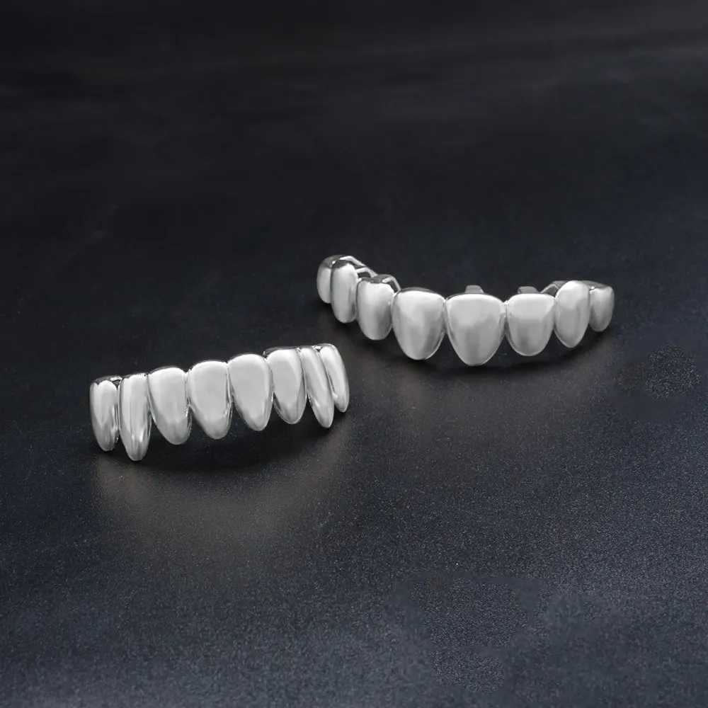 Golden Grillz set hip-hop 8/8 top and bottom Grills teeth mouth punk teeth hat cosplay party teeth rapper Halloween TG082XJ250412