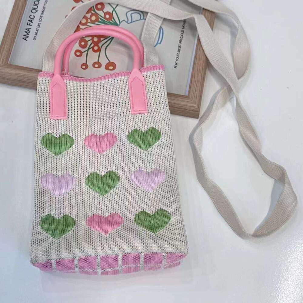 Handbag, ladies' new knitted mobile phone internet celebrity love crossbody bag, mini bag