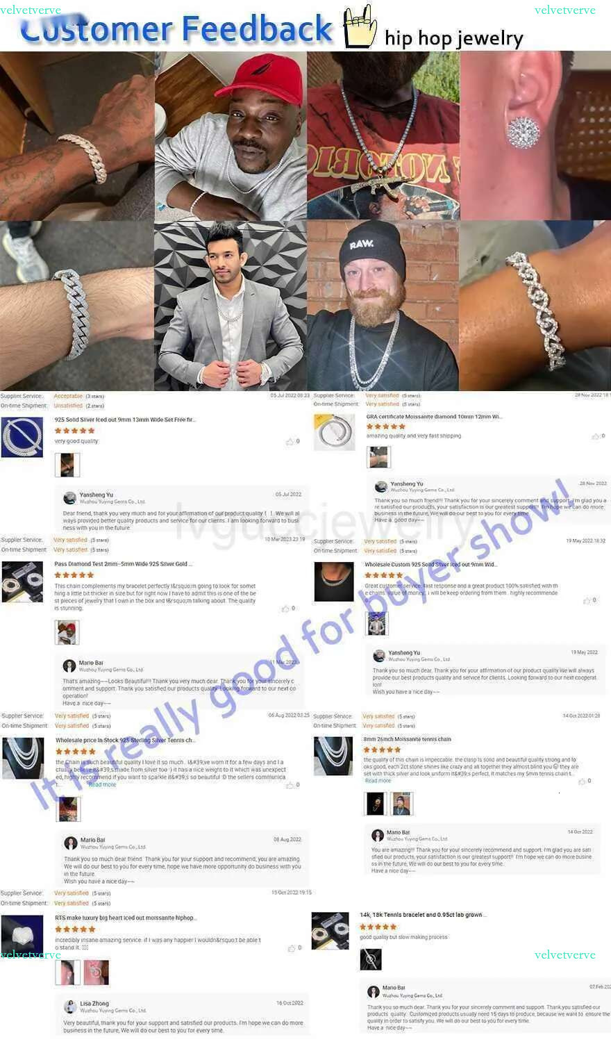 Designer Yu ying Pass test 8-14mm Wide GRA Moissanite dia gold Sterg Sier Cuban k chain for Men Hip Hop Necklace