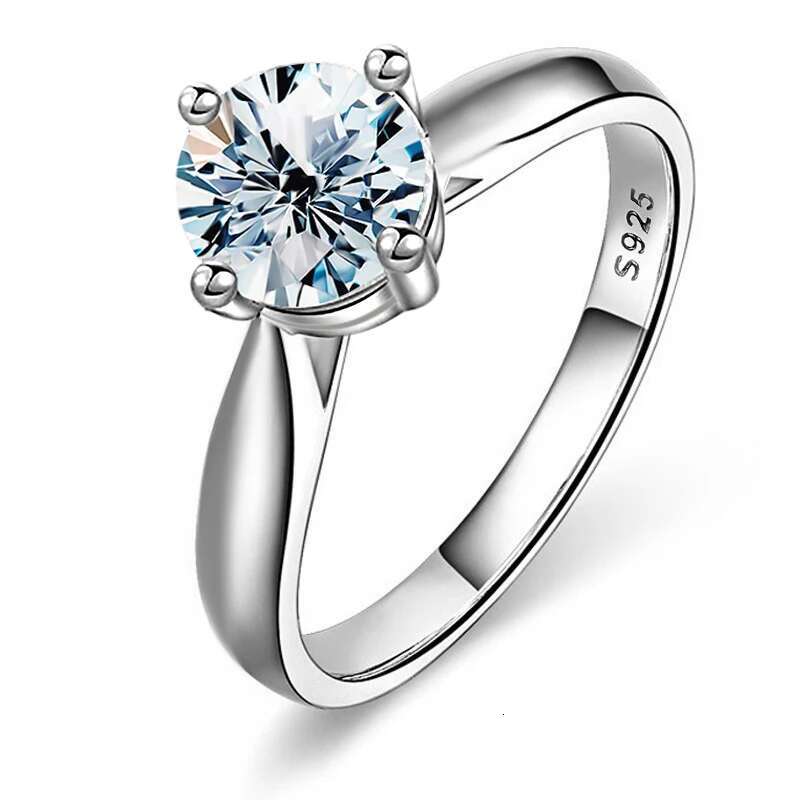 GRA 1CT Moissanite Diamond Gold Classic Round White Stone Rings for Women Real 925 Sterling Silver High Quality Fine Jewelry