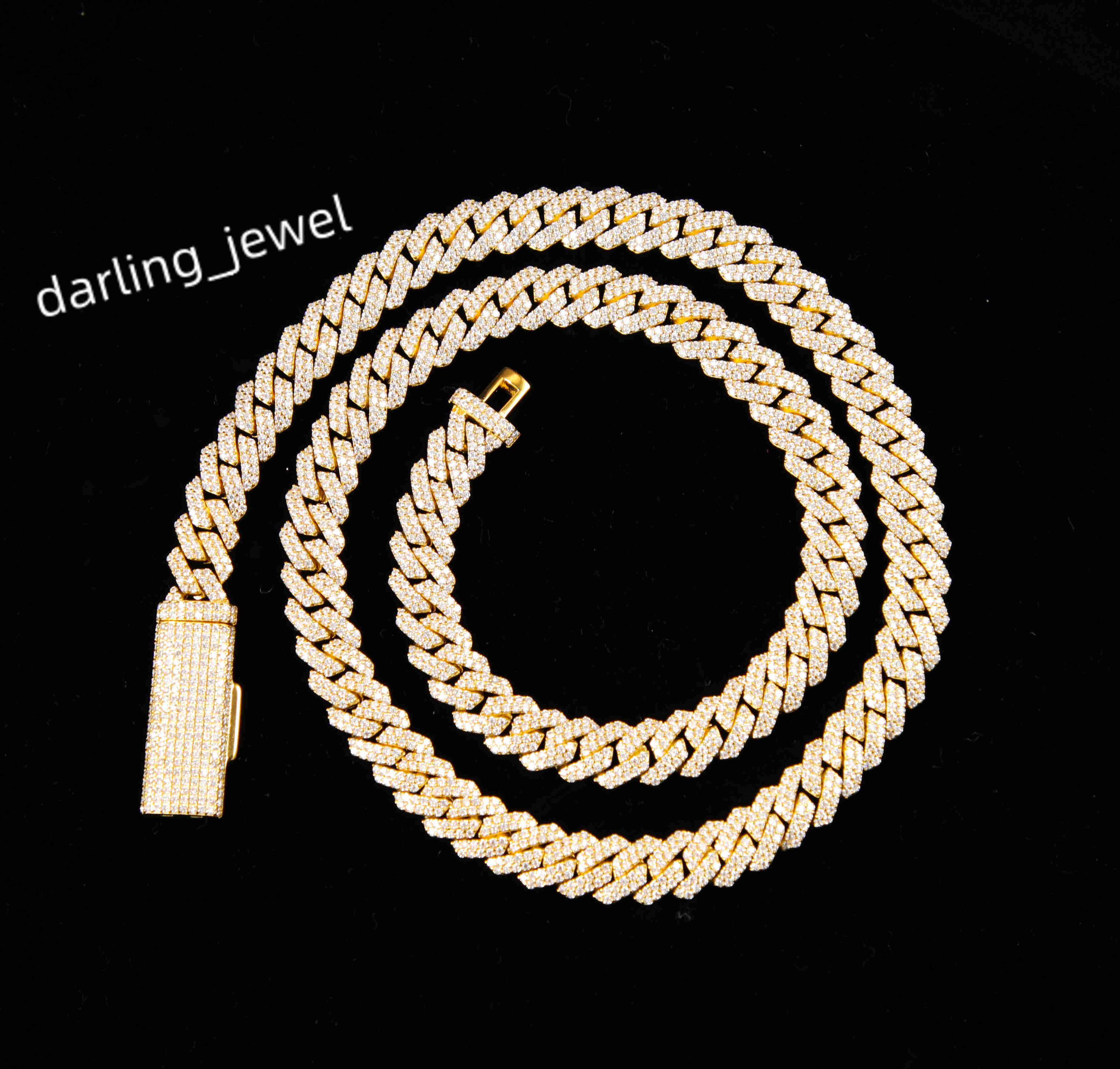 Gold Plated 10mm 12mm Diamond Cuban Link Men Bracelet S925 Gold Plated Miami Cuban Iced Out Cuban Bracelet for Hip Hop Life