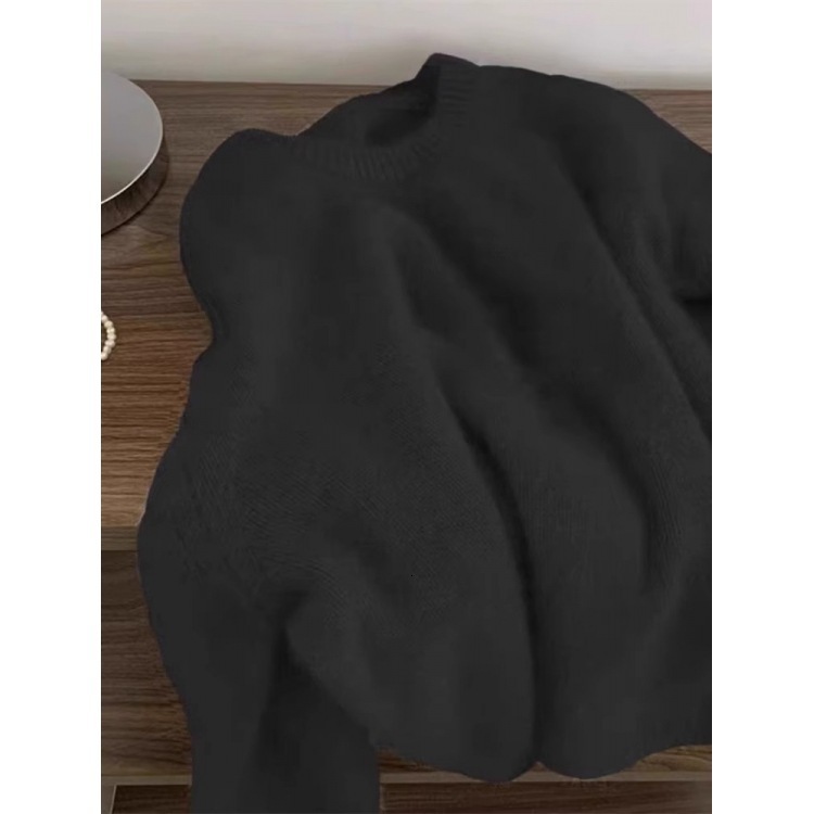 Casual White O-neck Cashmere Womens Sweater Elegant Solid Loose Knitted Jumper Womens Autumn Classic Daily Pulling 241205