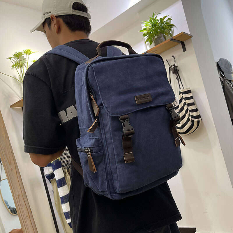 Backpack canvas bag, Korean version, backpack, handbag, large capacity casual men's travel bag