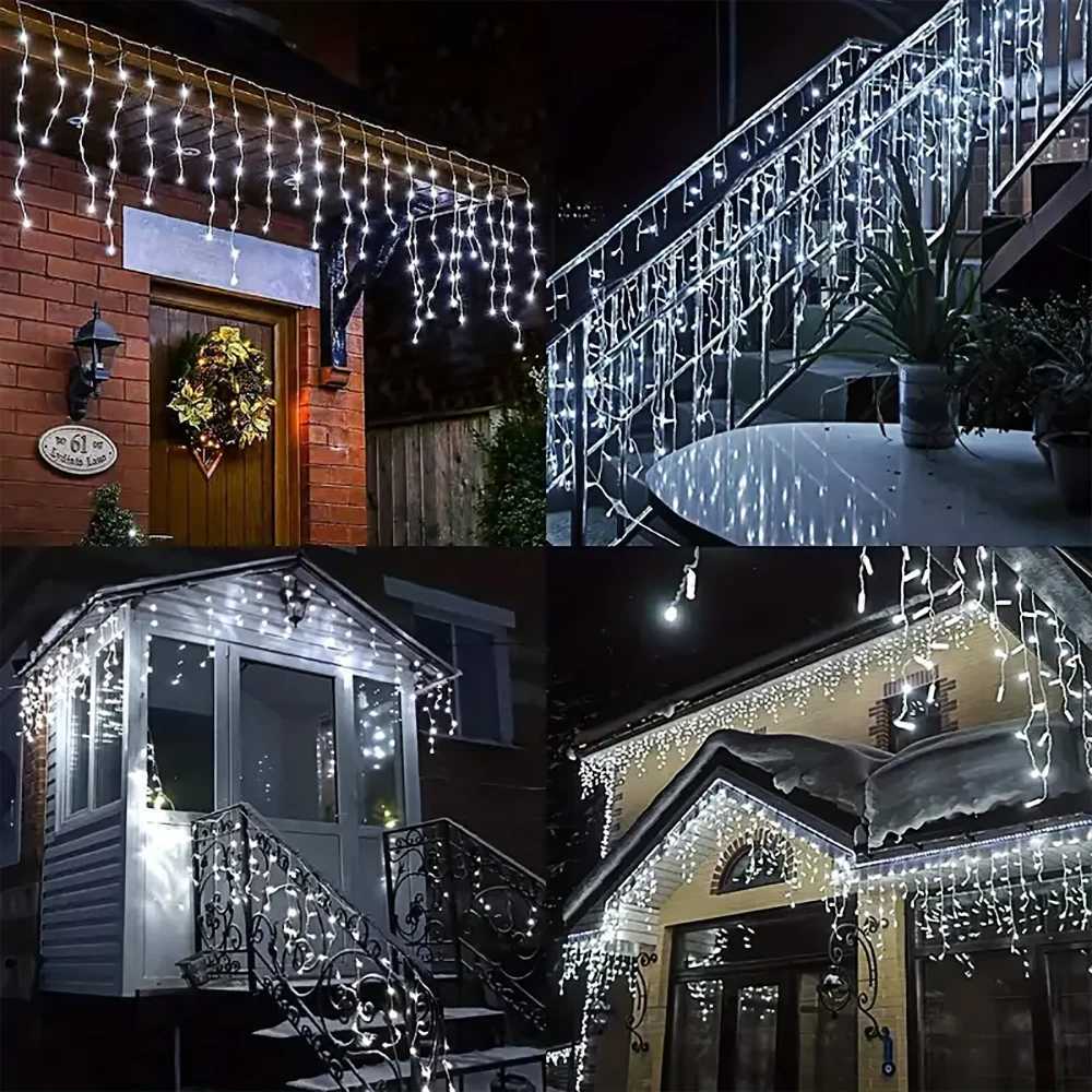 Solar Icicle Lights Wedding Decoration Fairy Lights String 8 Modes Outdoor Eaves Decoration For Christmas Party Garden Lighting M251113