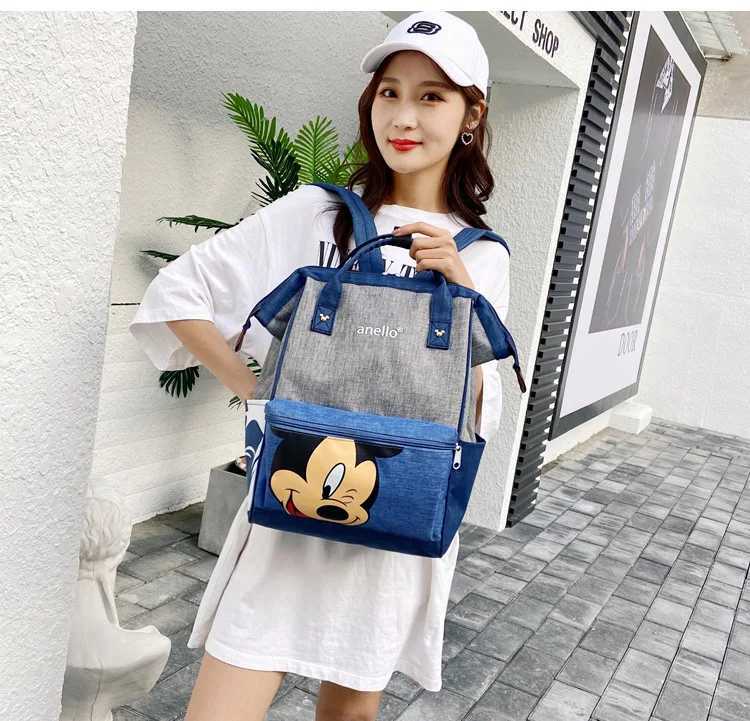 Disney Mickey Mouse Backpack Multi functional Large Capacity Backpack Diaper Bag Waterproof Mens Shoulder Bag Travel BagXJ250412