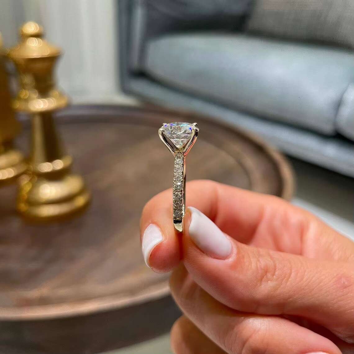 Luxurious Jewelry 925 Silver 3ct VVS Moissanite Engagement Ring