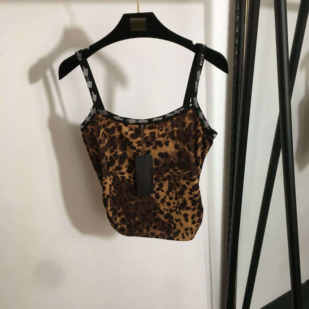 2025 women's new popular letter wrapped leopard print slim fit pure cotton camisole vest