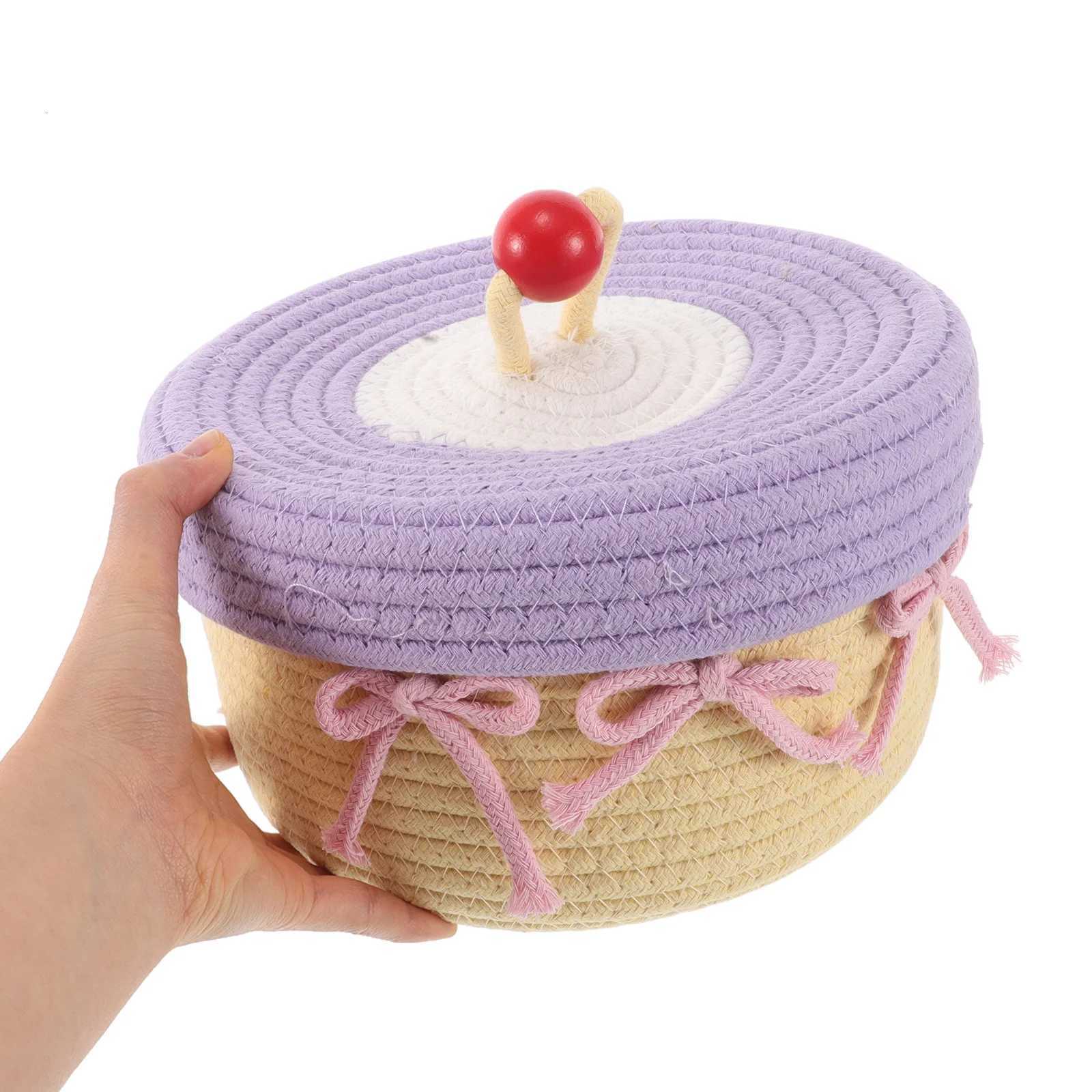 Cute Cotton Rope Woven Storage Basket Large Capacity Lid Decorative Organizer for Jewelry Sundries Bathro He Decor Bin Y251112