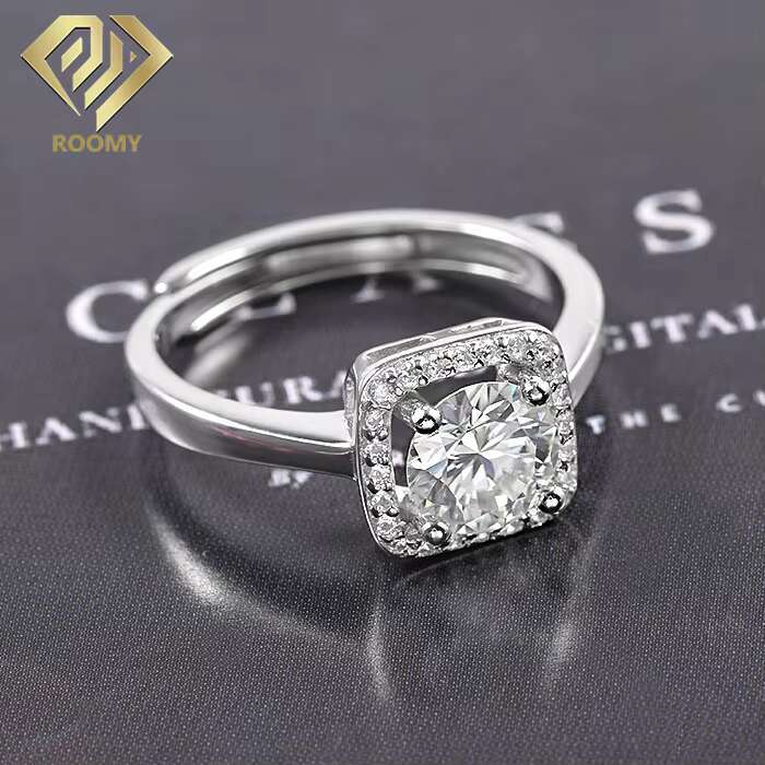 Round Moissanite Rings with White Gems Women Ring As Gift